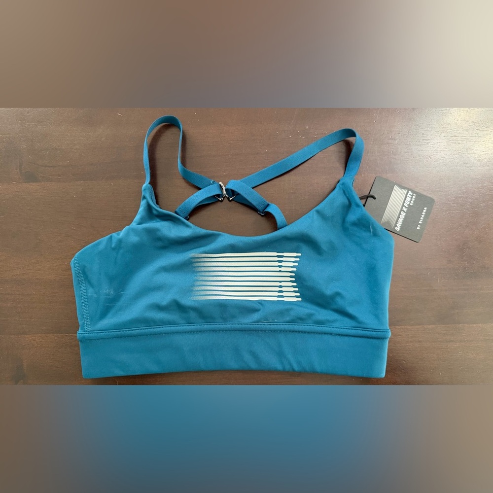 Savage X Fenty Sport Teal Strappy Sports Bra Medium NWT